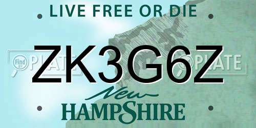 ZK3G6Z New Hampshire License Plate