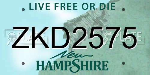 ZKD2575 New Hampshire License Plate