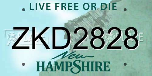 ZKD2828 New Hampshire License Plate