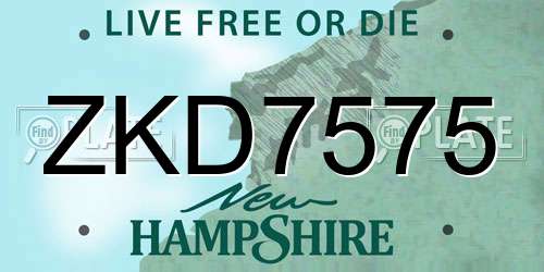 ZKD7575 New Hampshire License Plate
