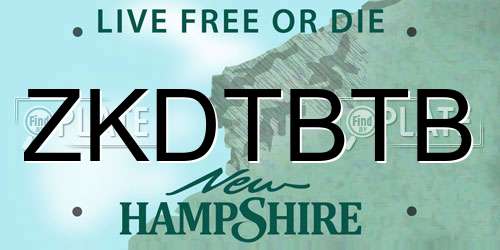 ZKDTBTB New Hampshire License Plate