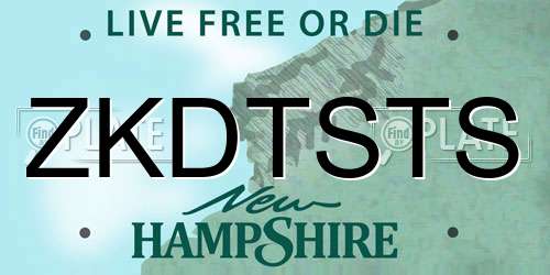 ZKDTSTS New Hampshire License Plate