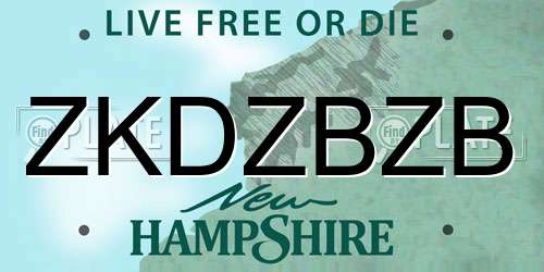 ZKDZBZB New Hampshire License Plate