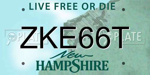 ZKE66T New Hampshire License Plate