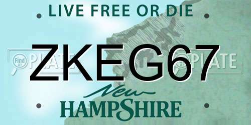 ZKEG67 New Hampshire License Plate