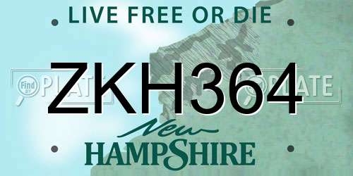 ZKH364 New Hampshire License Plate