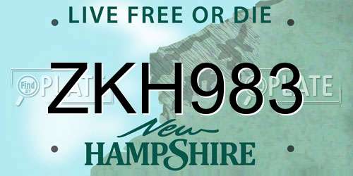 ZKH983 New Hampshire License Plate