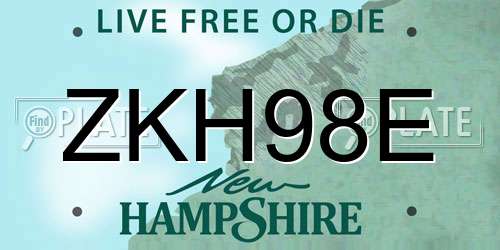 ZKH98E New Hampshire License Plate