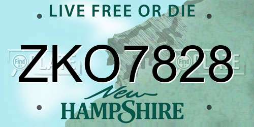 ZKO7828 New Hampshire License Plate