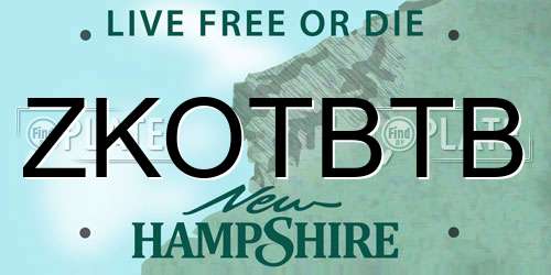 ZKOTBTB New Hampshire License Plate