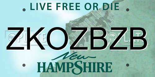 ZKOZBZB New Hampshire License Plate