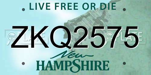 ZKQ2575 New Hampshire License Plate