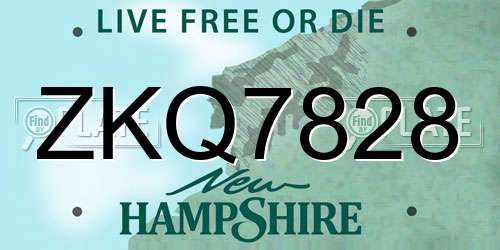 ZKQ7828 New Hampshire License Plate
