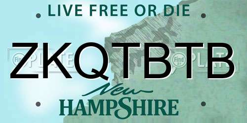 ZKQTBTB New Hampshire License Plate