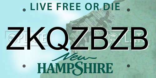 ZKQZBZB New Hampshire License Plate