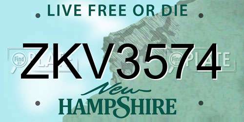 ZKV3574 New Hampshire License Plate