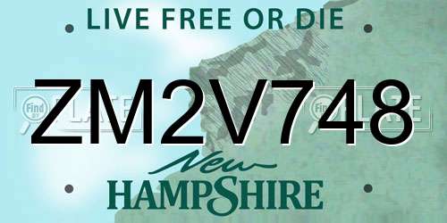 ZM2V748 New Hampshire License Plate