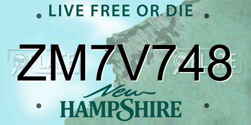 ZM7V748 New Hampshire License Plate