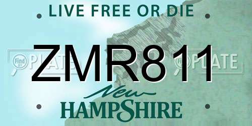 ZMR811 New Hampshire License Plate