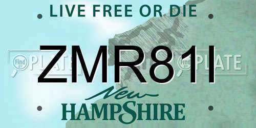 ZMR81I New Hampshire License Plate