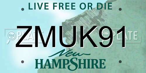 ZMUK91 New Hampshire License Plate