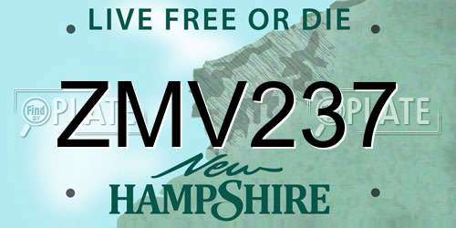 ZMV237 New Hampshire License Plate