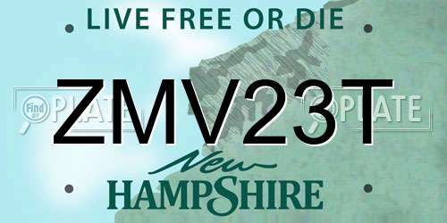 ZMV23T New Hampshire License Plate