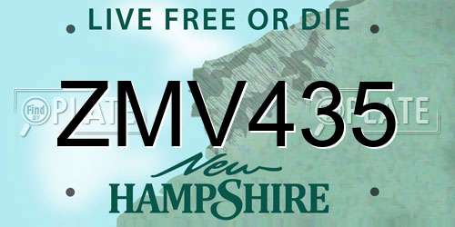 ZMV435 New Hampshire License Plate