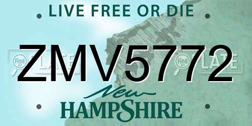 ZMV5772 New Hampshire License Plate