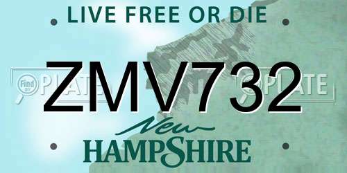 ZMV732 New Hampshire License Plate
