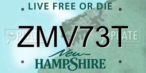 ZMV73T New Hampshire License Plate
