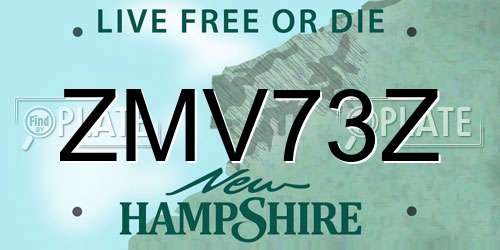 ZMV73Z New Hampshire License Plate