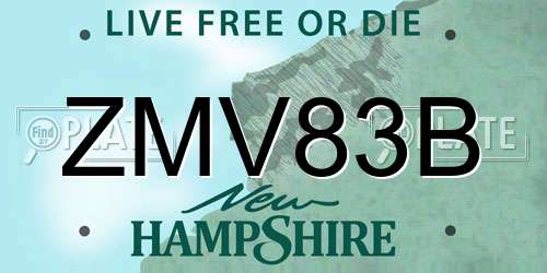 ZMV83B New Hampshire License Plate