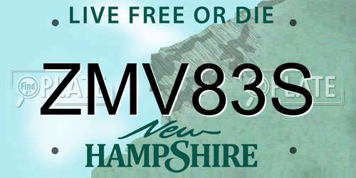 ZMV83S New Hampshire License Plate