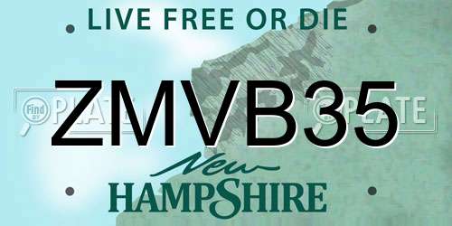 ZMVB35 New Hampshire License Plate