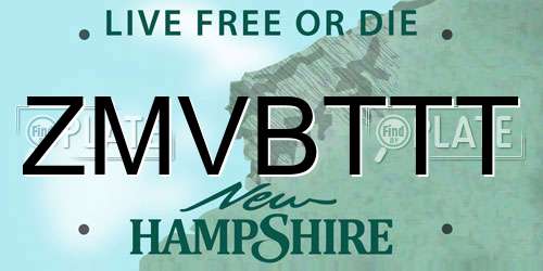 ZMVBTTT New Hampshire License Plate