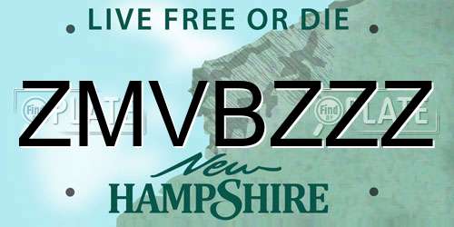 ZMVBZZZ New Hampshire License Plate