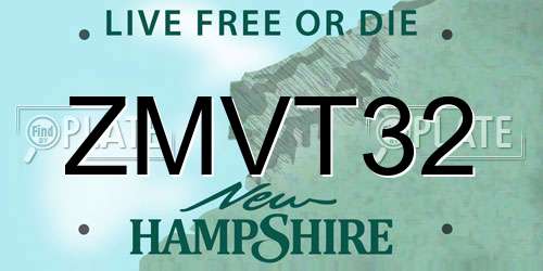 ZMVT32 New Hampshire License Plate