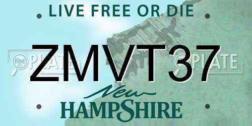 ZMVT37 New Hampshire License Plate