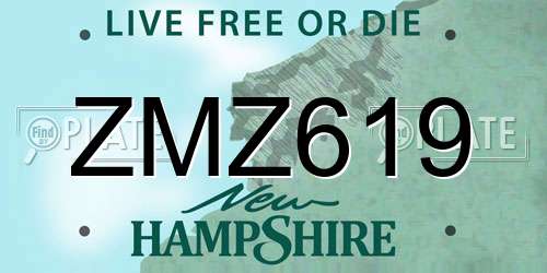 ZMZ619 New Hampshire License Plate