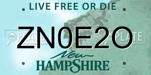 ZN0E2O New Hampshire License Plate
