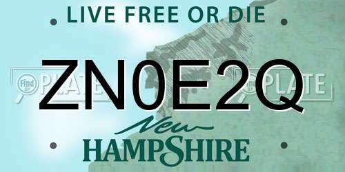 ZN0E2Q New Hampshire License Plate