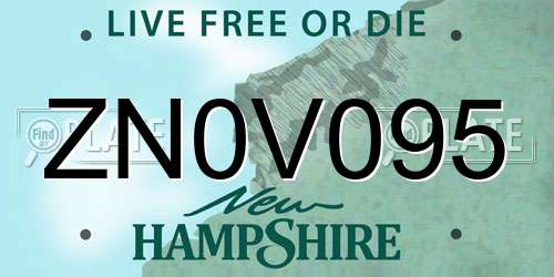 ZN0V095 New Hampshire License Plate