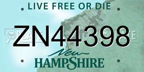 ZN44398 New Hampshire License Plate