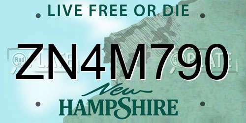 ZN4M790 New Hampshire License Plate