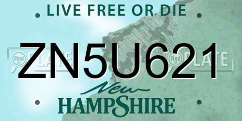 ZN5U621 New Hampshire License Plate