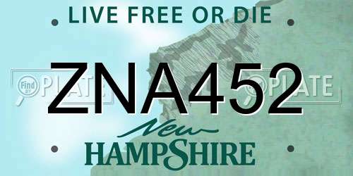 ZNA452 New Hampshire License Plate