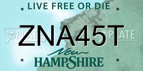 ZNA45T New Hampshire License Plate