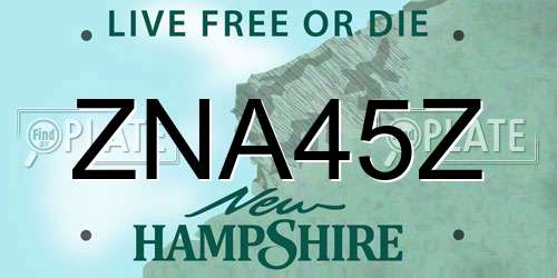 ZNA45Z New Hampshire License Plate