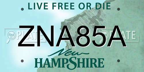 ZNA85A New Hampshire License Plate